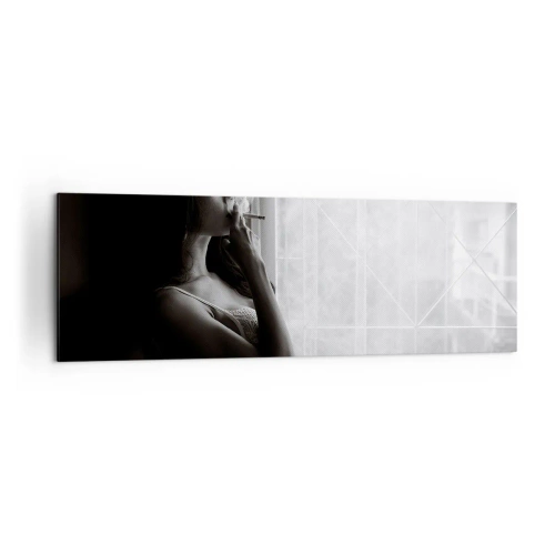 Bild auf Leinwand - Leinwandbild - Eine Frau in sinnlicher Pose auf einem Schwarzweißfoto - 160x50cm - Sinnlicher Moment - Moderne Wanddekoration für Wohnzimmer und Schlafzimmer ARTTOR