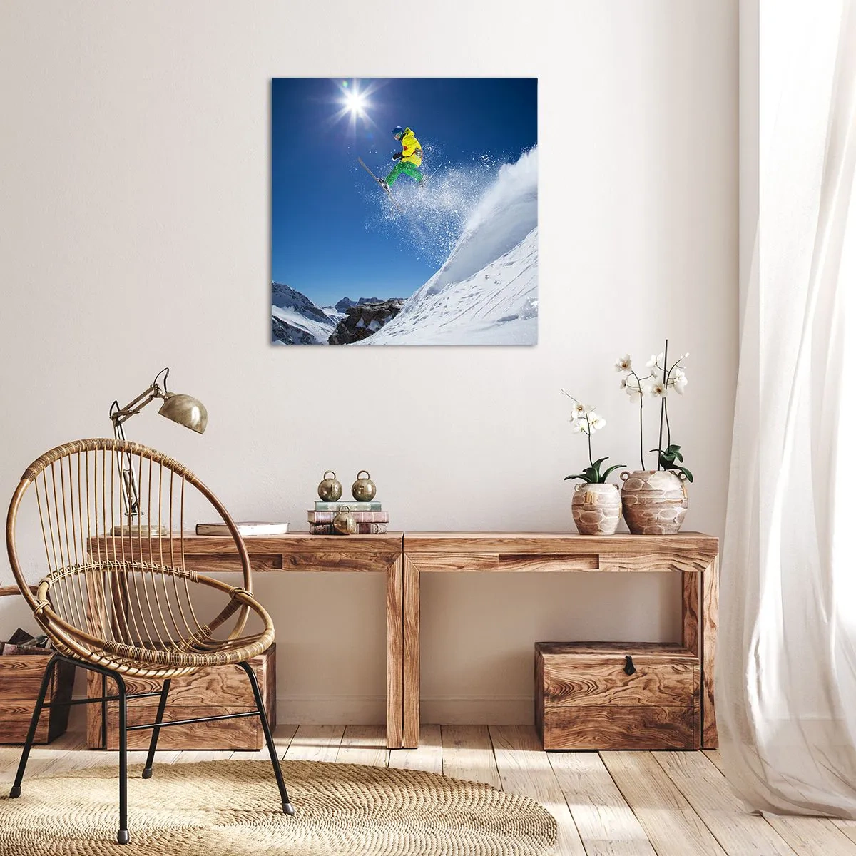 Bild auf Leinwand - Leinwandbild - Tanzen mit den Bergen - 50x50 cm