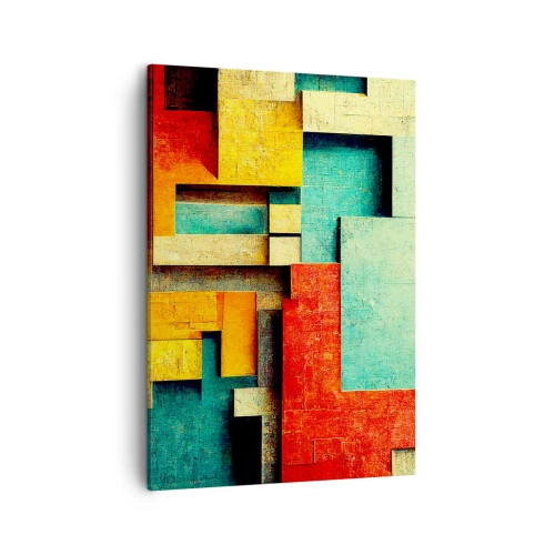 Bild auf Leinwand - Leinwandbild - Abstrakte geometrische Formen in leuchtenden Farben - 50x70cm - Festival der rechten Winkel - Moderne Wanddekoration für Wohnzimmer und Schlafzimmer ARTTOR