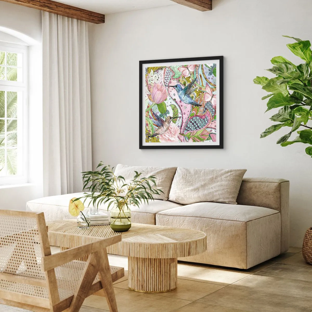 Poster in einem schwarzem Rahmen - Verstrickt in Weinreben - 50x50 cm