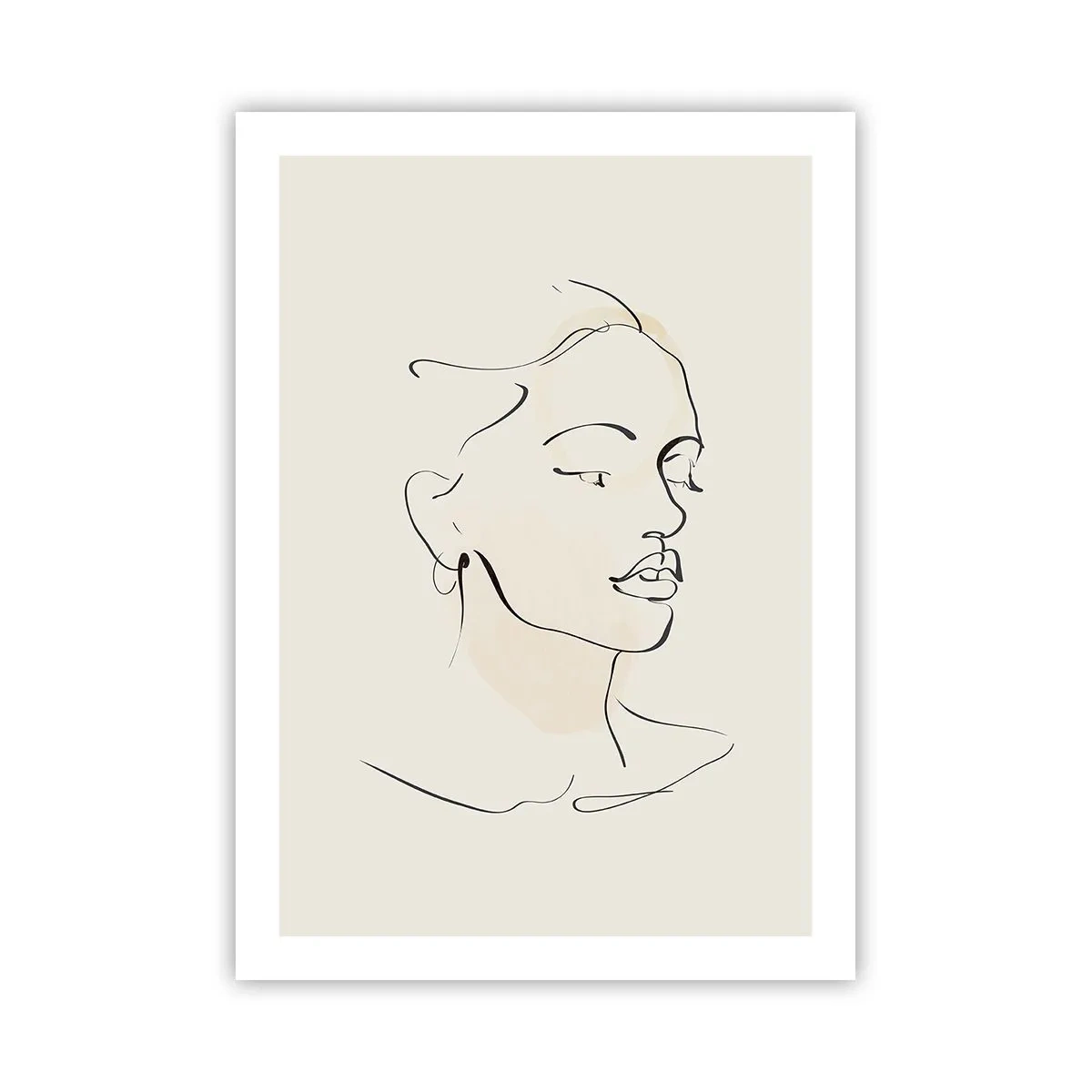 Poster - Porträt einer Frau im minimalistischen Line-Art-Stil - 50x70cm - Eine bestimmte Linie - Moderne Wanddekoration für Wohnzimmer und Schlafzimmer ARTTOR