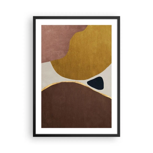 Poster in einem schwarzem Rahmen - Abstrakte geometrische Komposition in warmen Farben - 50x70cm - Abstraktion – ein Ort im Raum - Moderne Wanddekoration für Wohnzimmer und Schlafzimmer ARTTOR