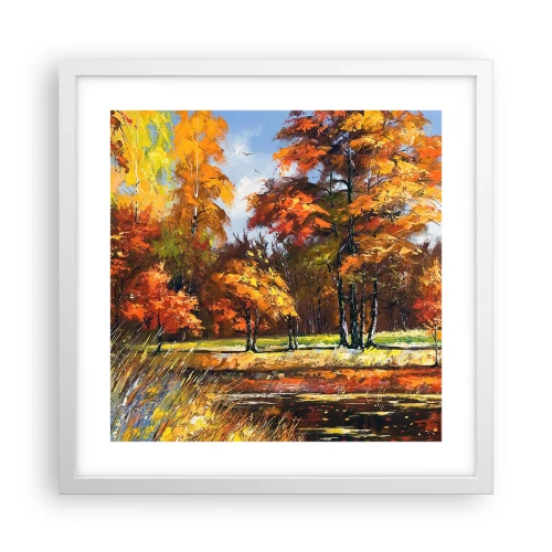 Poster in einem weißen Rahmen - Landschaft in Gold und Bronze - 40x40 cm