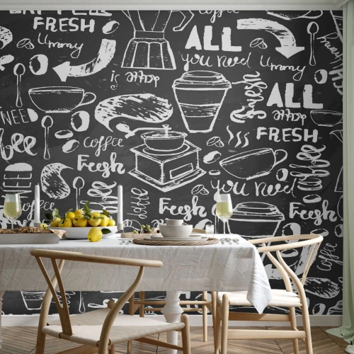 Fototapete Premium Canvas - Alles was Sie brauchen ist… - Gastronomie, Wandgemälde, Graffiti - 450x315 cm