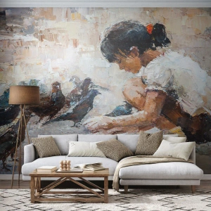 Fototapete Premium Canvas - Die Kleinen und die Schönsten - Mädchen, Squab, Für Kinder - 400x280 cm