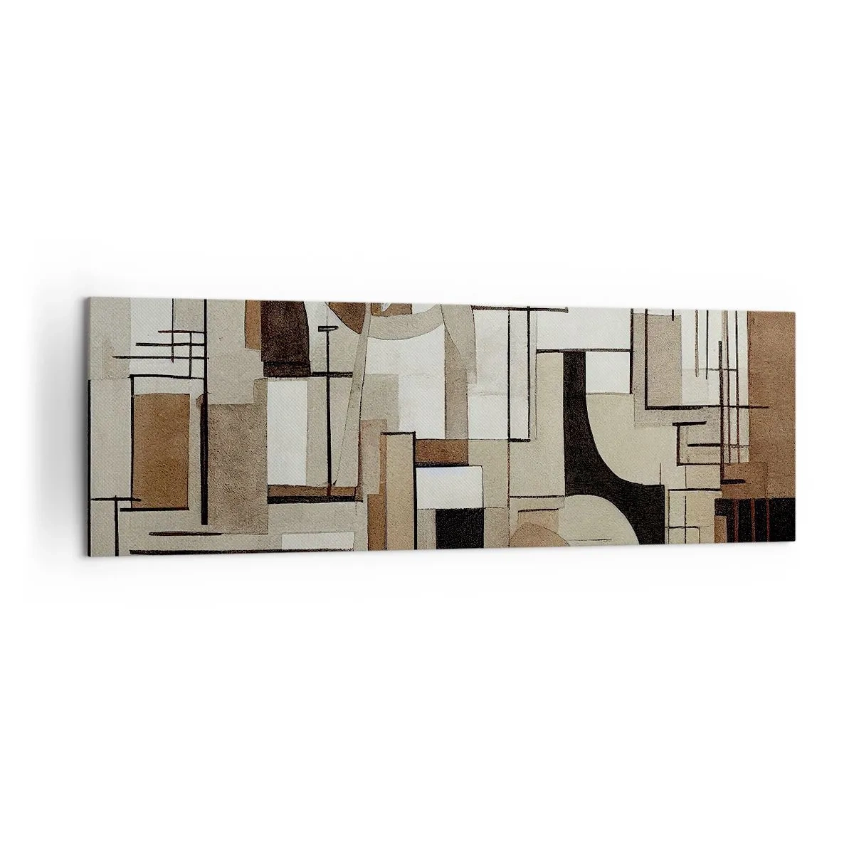 Bild auf Leinwand - Leinwandbild - Architektonische Abstraktion in Beige und Braun - 160x50cm - Stadtbild 2.0 - Moderne Wanddekoration für Wohnzimmer und Schlafzimmer ARTTOR