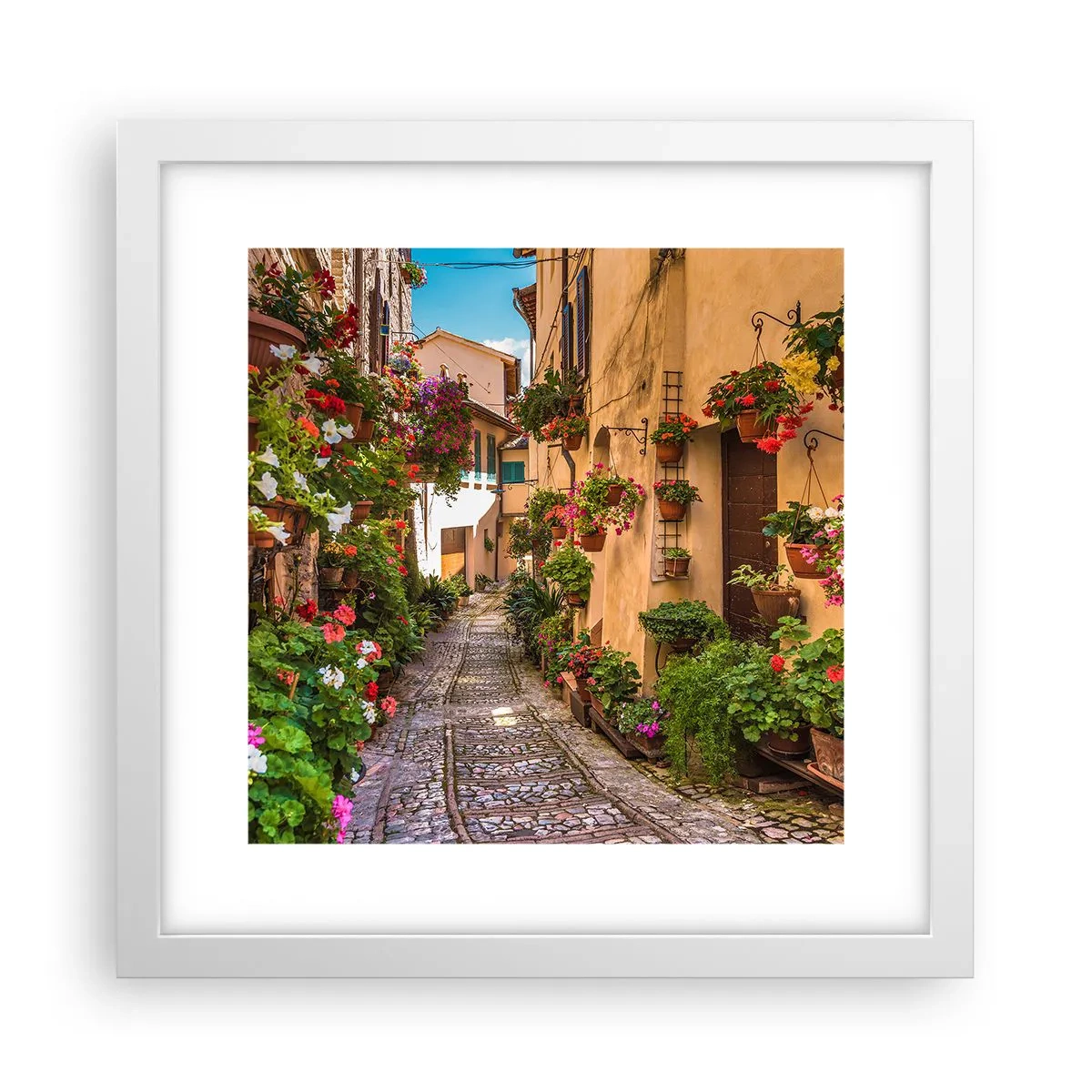 Poster in einem weißen Rahmen - Italienische Gasse - 30x30 cm