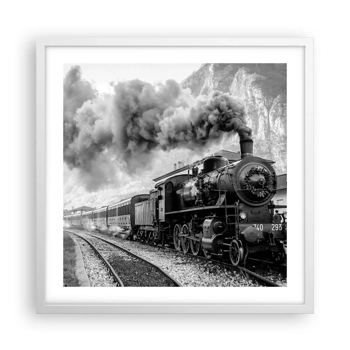 Poster in einem weißen Rahmen - Steht am Bahnhof ... - 50x50 cm