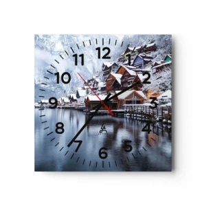 Wanduhr - Glasuhr - In winterlicher Dekoration - 40x40 cm