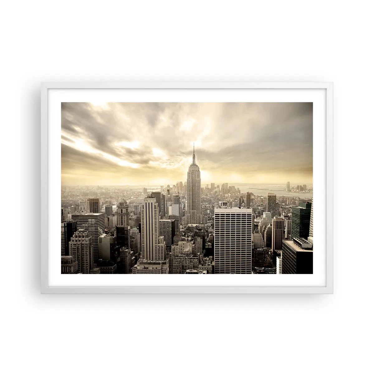 Poster in einem weißen Rahmen - New York aus Grau - 70x50 cm