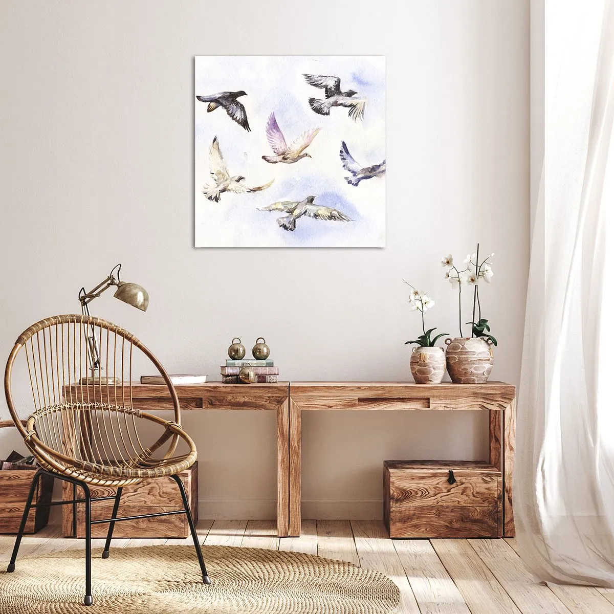 Bild auf Leinwand - Leinwandbild - Freiheit in Grau und Blau - 70x70 cm