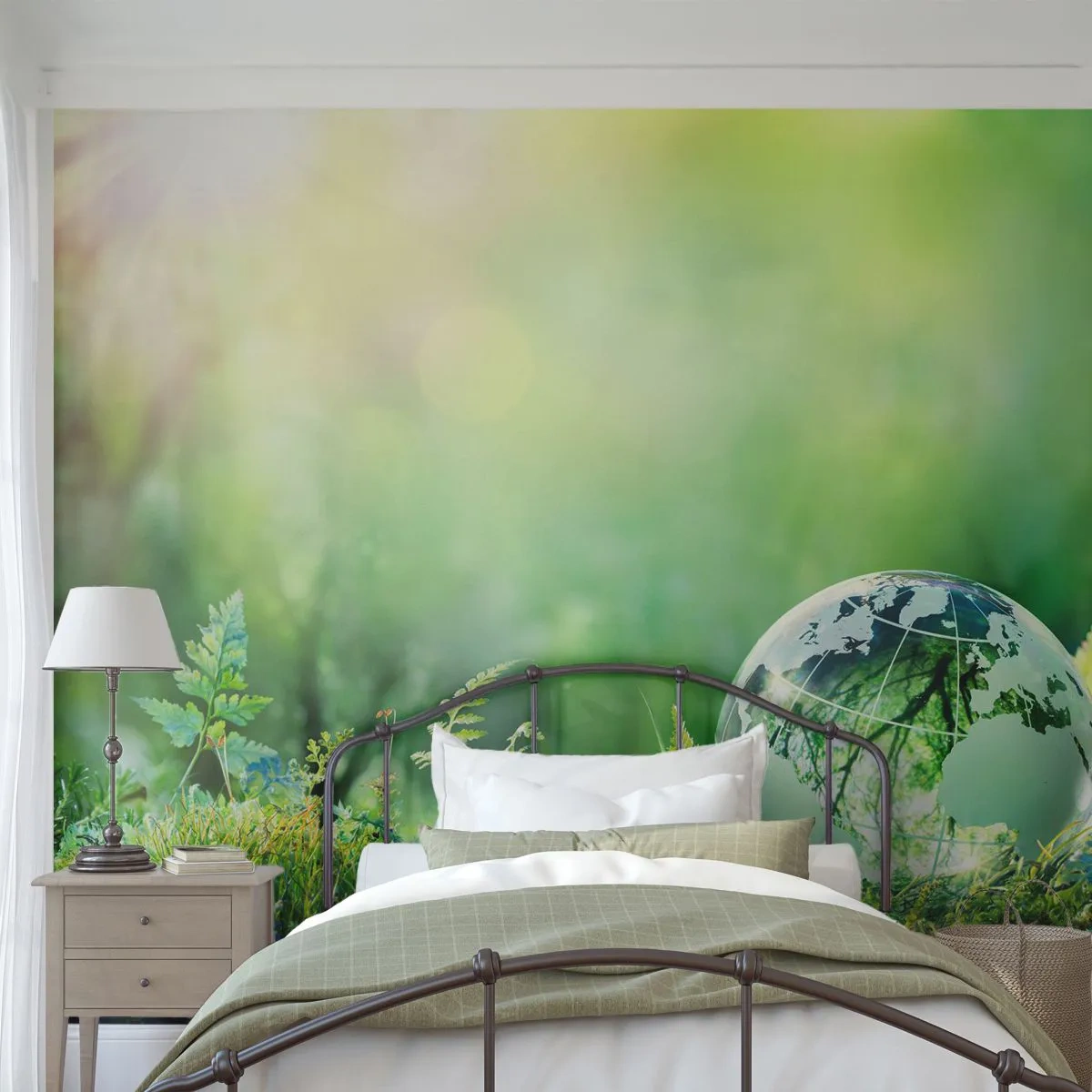 Maßgeschneiderte Fototapete Premium Canvas - Der grüne Planet - Abstraktion, Farn, Natur