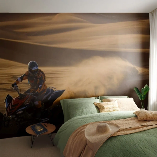 Fototapete Premium Canvas - Auf den Sandwellen - Quad, Automobil, Wüste - 500x350 cm