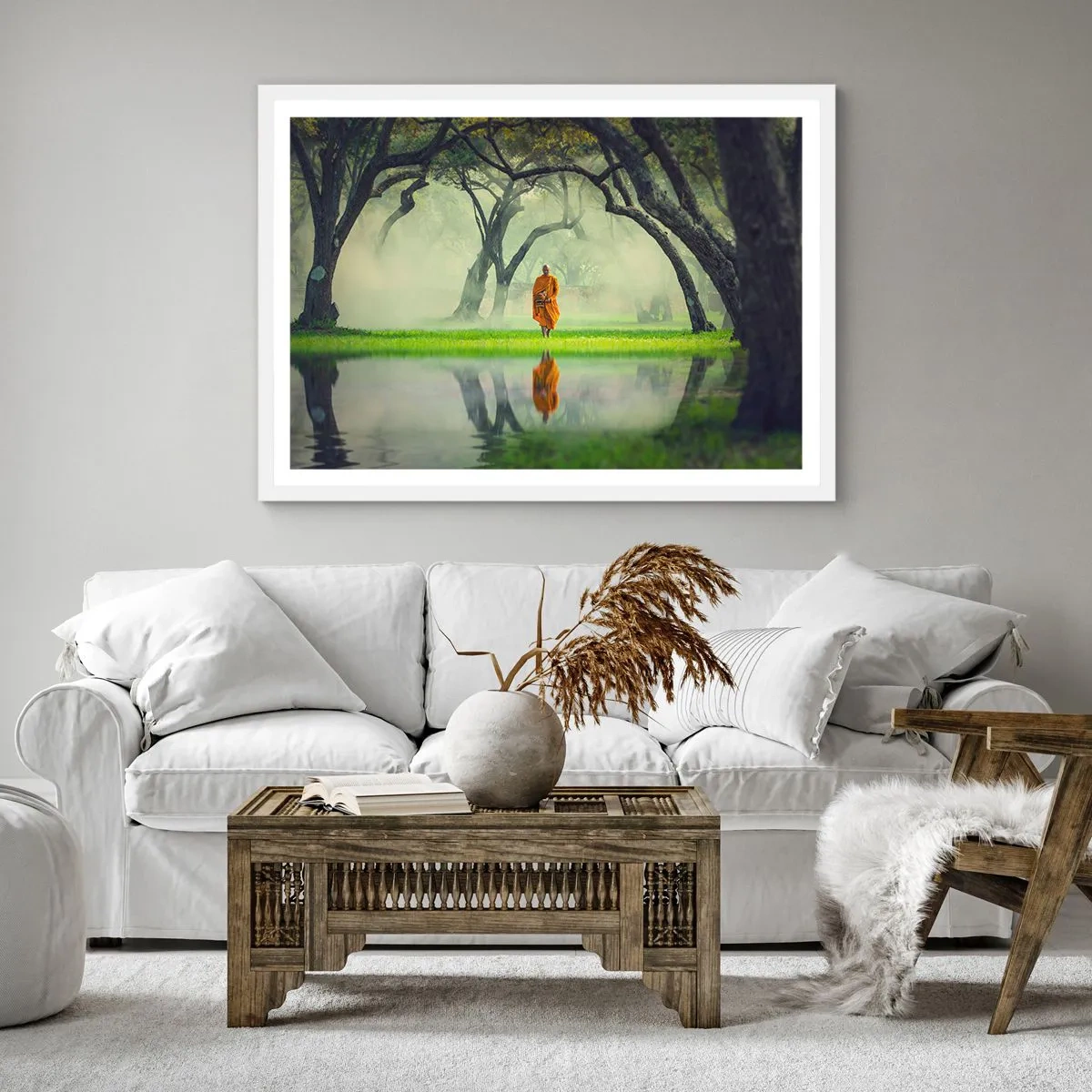 Poster in einem weißen Rahmen - Auf dem Weg zur Erleuchtung - 30x30 cm