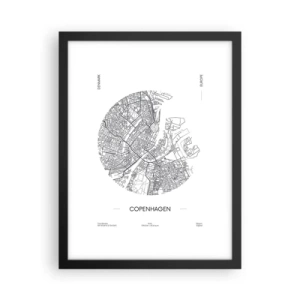 Poster in einem schwarzem Rahmen - Anatomie von Kopenhagen - 30x40 cm