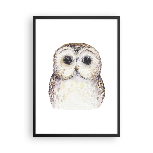 Poster in einem schwarzem Rahmen - Ein bezauberndes Aquarellporträt einer Eule - 50x70cm - Schau mir in die Augen - Moderne Wanddekoration für Wohnzimmer und Schlafzimmer ARTTOR