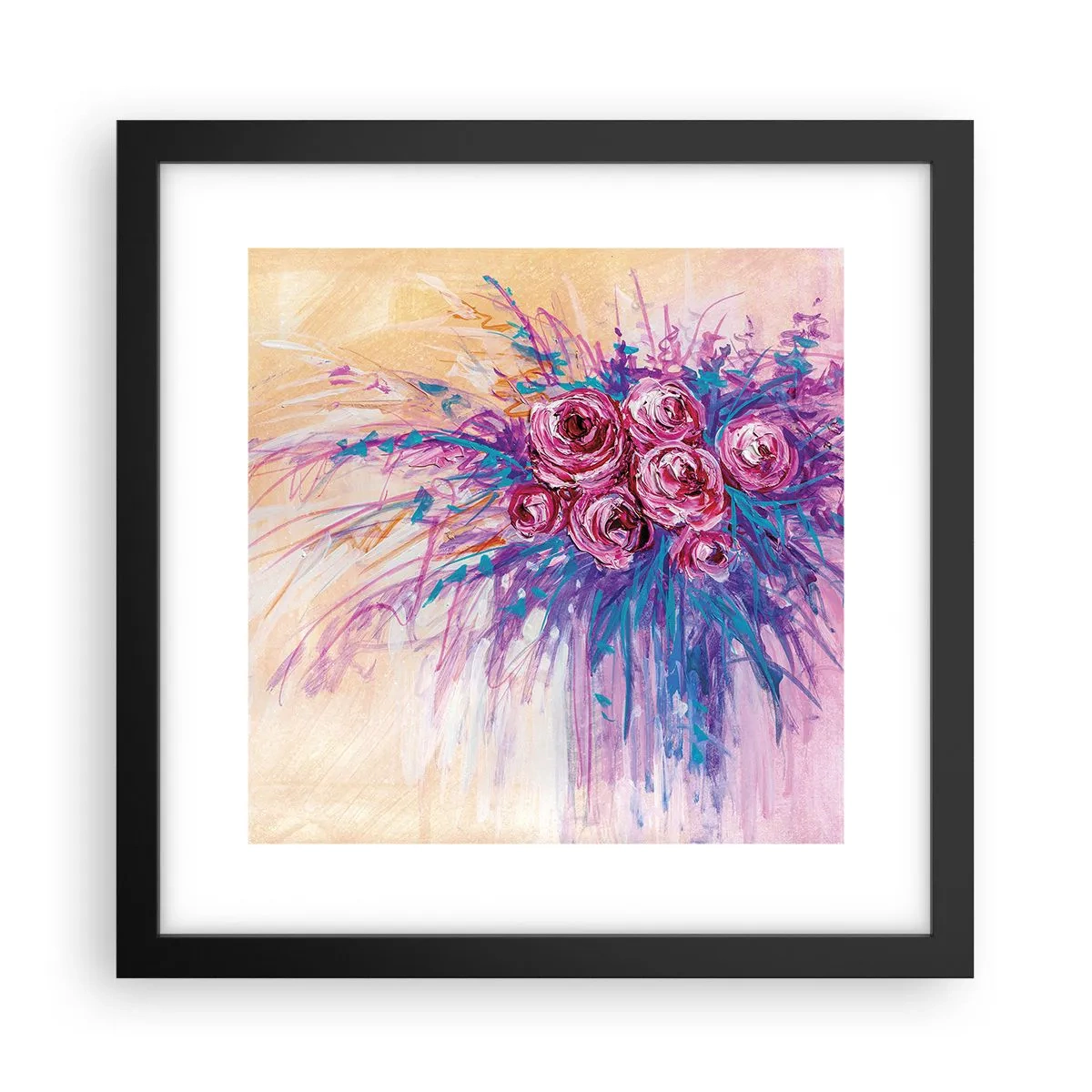 Poster in einem schwarzem Rahmen - Rosenbrunnen - 30x30 cm