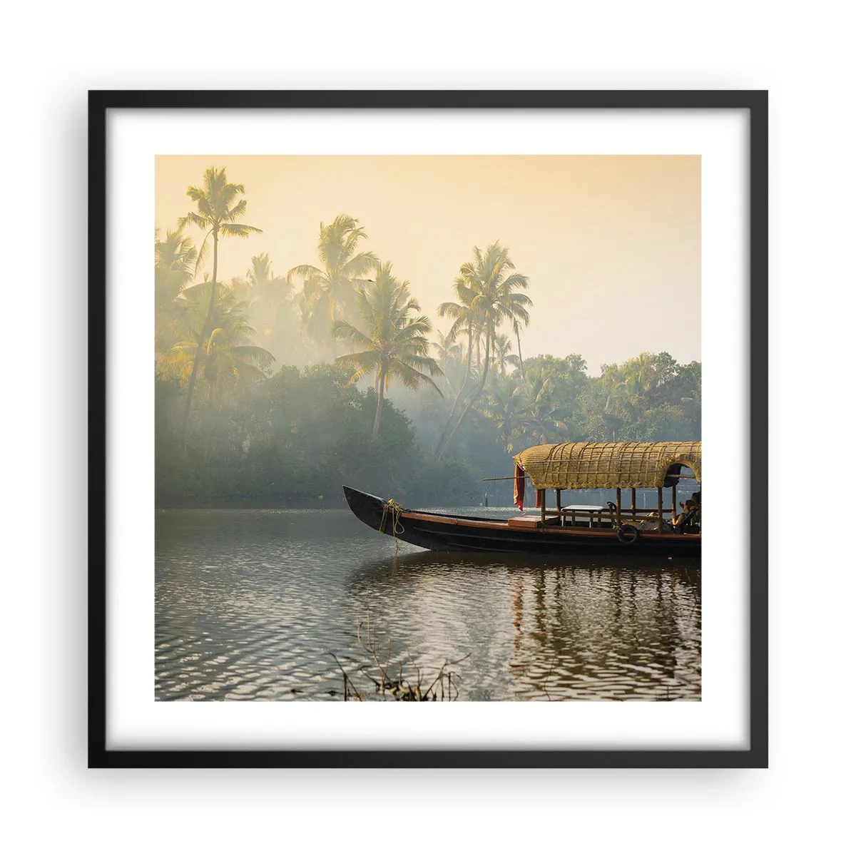 Poster in einem schwarzem Rahmen - Haus am Fluss - 50x50 cm
