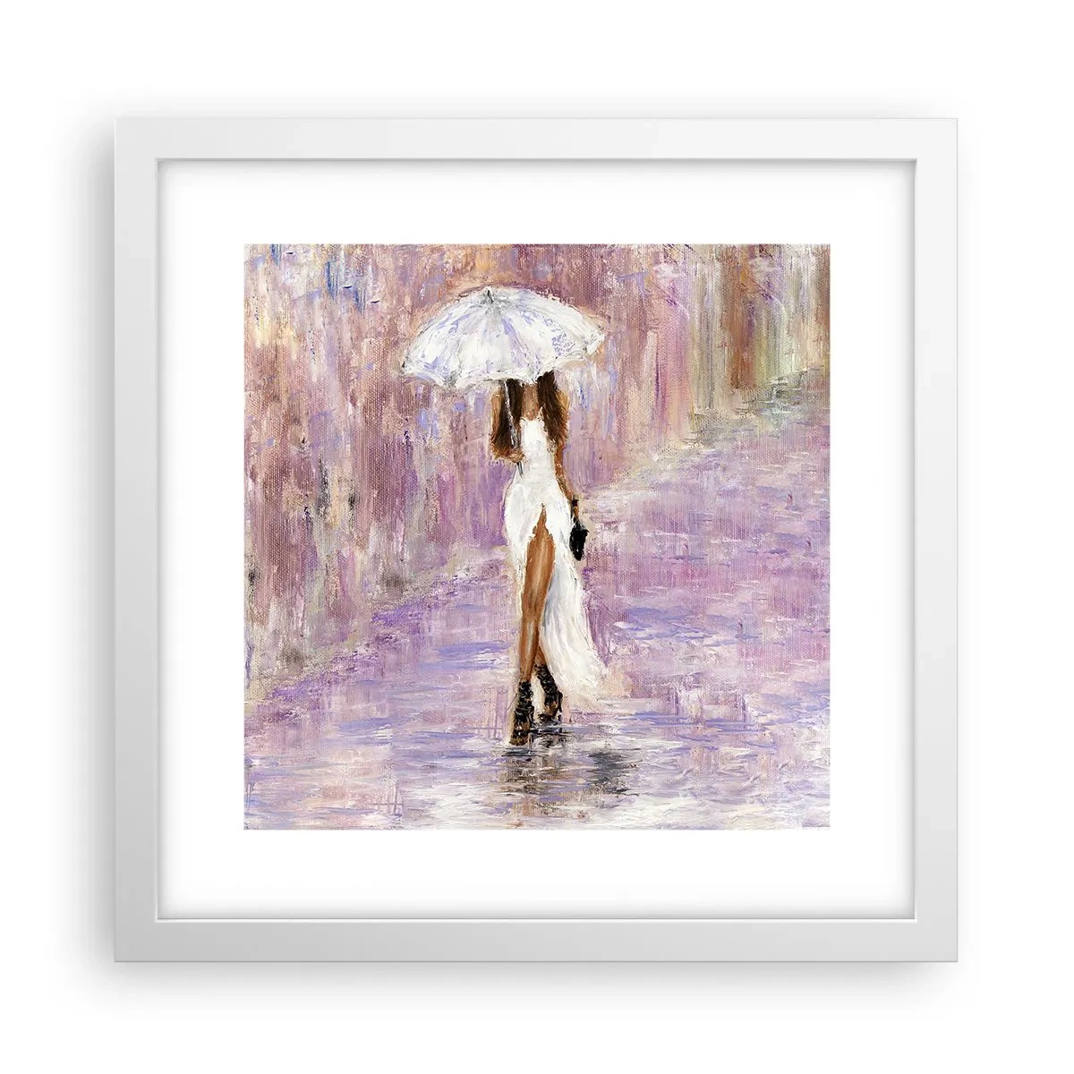 Poster in einem weißen Rahmen - Im lila Regen - 30x30 cm