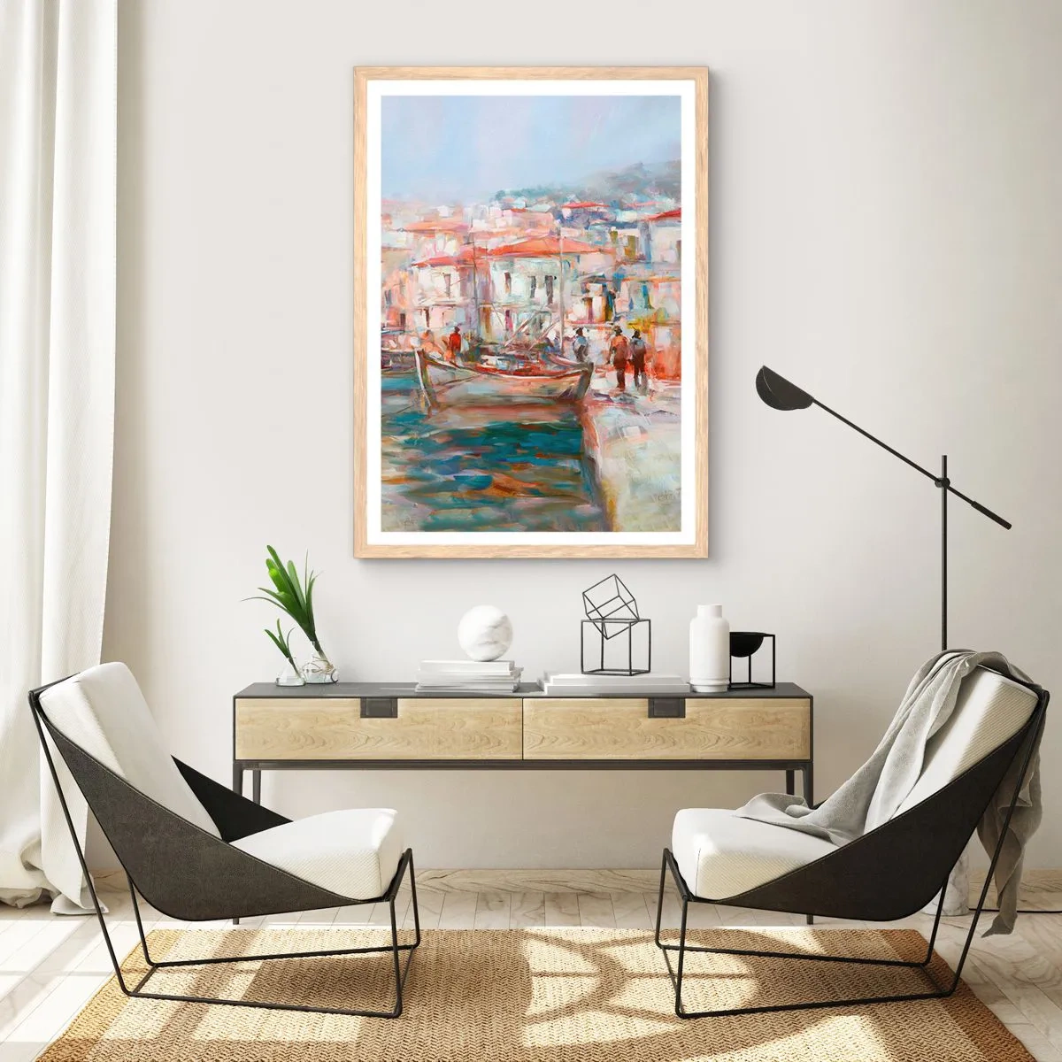 Poster in einem Rahmen aus heller Eiche - Pastell-Sommerferien - 61x91 cm