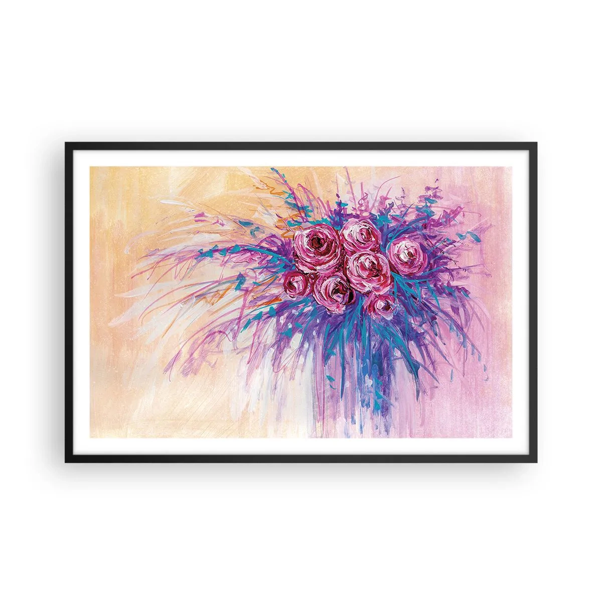 Poster in einem schwarzem Rahmen - Rosenbrunnen - 91x61 cm