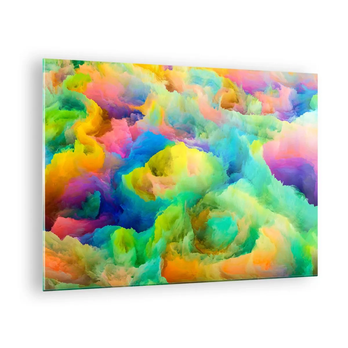 Glasbild - Bild auf glas - Abstrakte Landschaft in lebendigen Farben - 70x50cm - Regenbogen unten - Moderne Wanddekoration für Wohnzimmer und Schlafzimmer ARTTOR