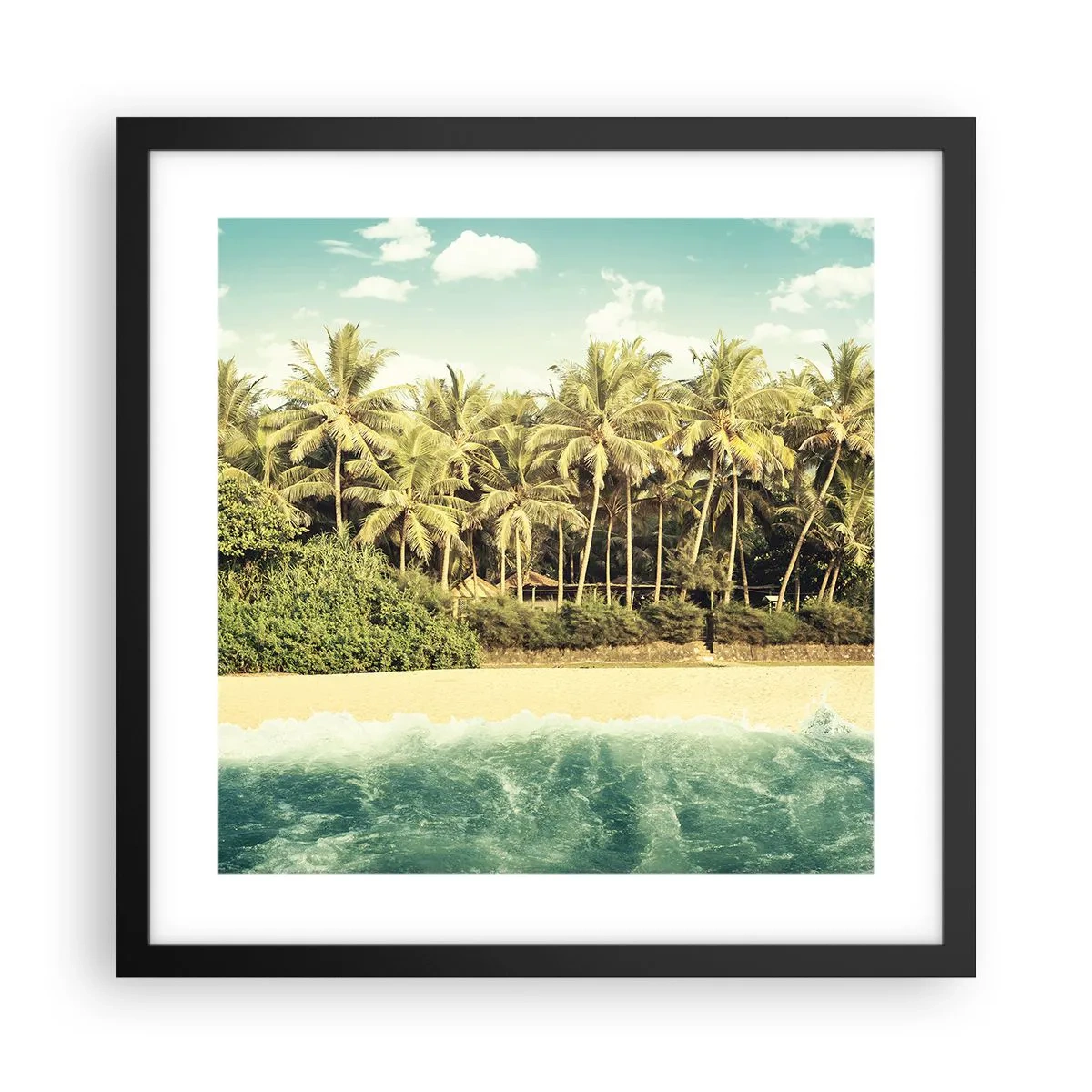 Poster in einem schwarzem Rahmen - Wie wäre es hier? - 40x40 cm