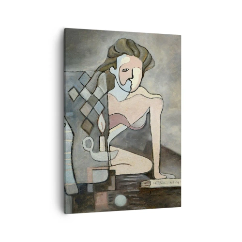 Bild auf Leinwand - Leinwandbild - Abstrakte Figuren in einer symbolischen Komposition mit tiefer Bedeutung - 50x70cm - Mosaik aus Geist und Materie - Moderne Wanddekoration für Wohnzimmer und Schlafzimmer ARTTOR
