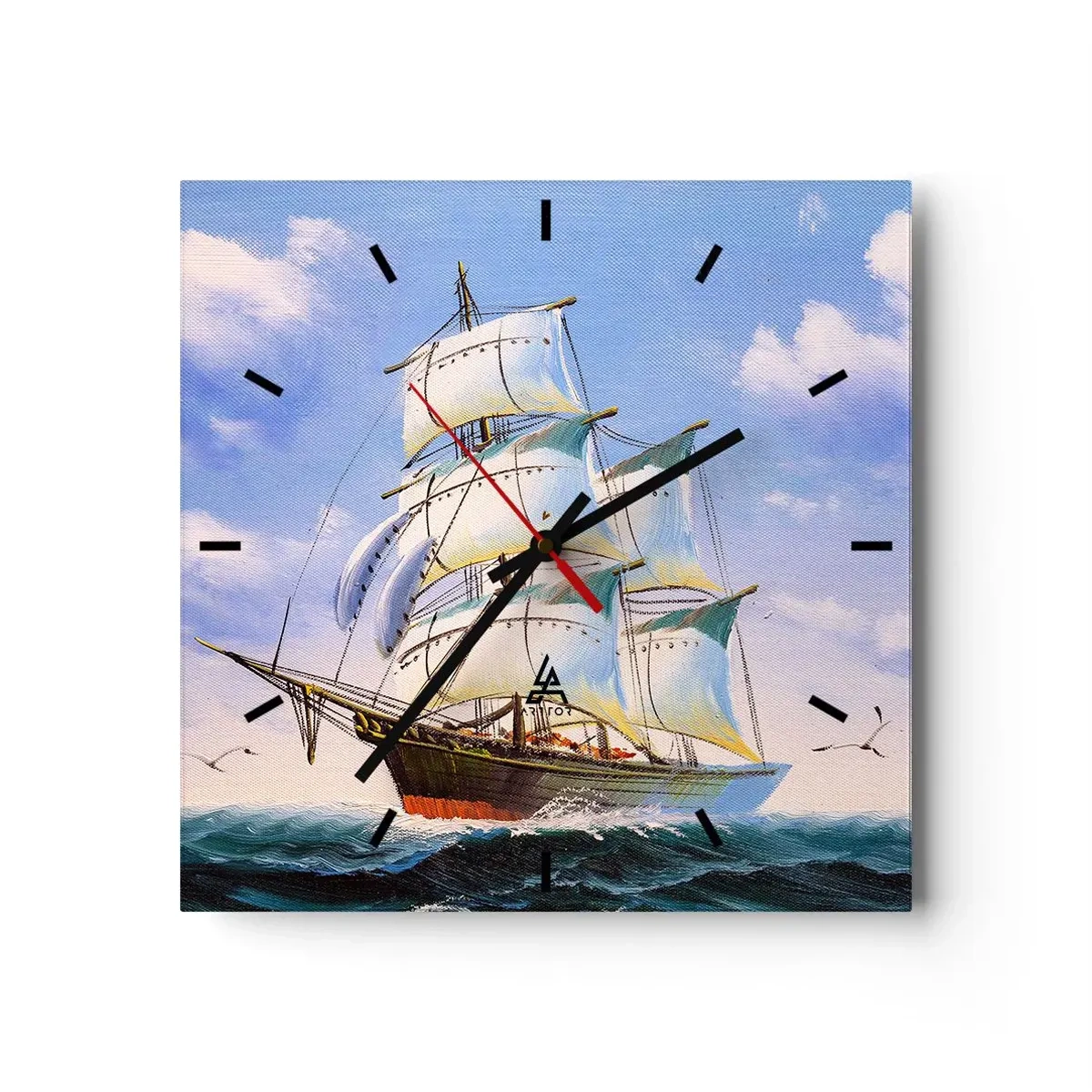 Wanduhr - Glasuhr - Mit Stolz mit dem Wind - 40x40 cm