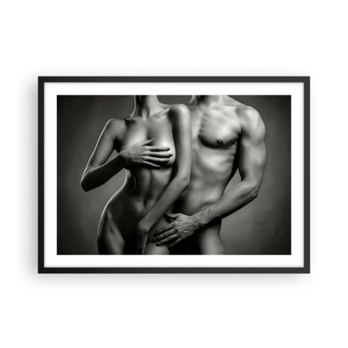 Poster in einem schwarzem Rahmen - Schwarz-weiße Darstellung weiblicher und männlicher Körper in künstlerischer Pose - 70x50cm - Adam und Ewa - Moderne Wanddekoration für Wohnzimmer und Schlafzimmer ARTTOR