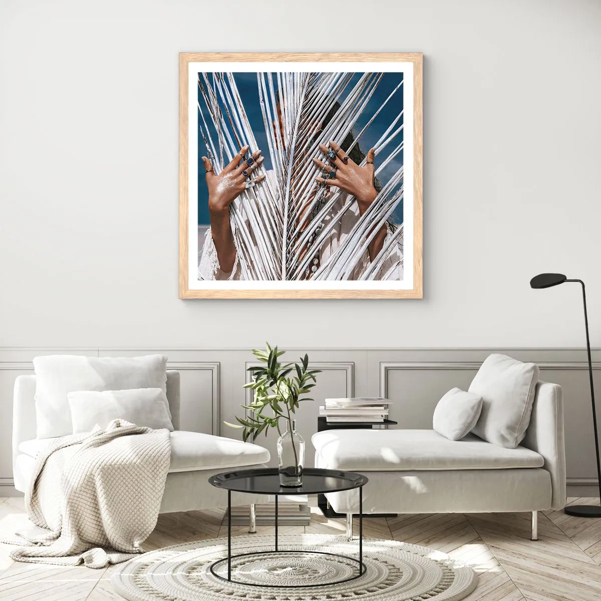 Poster in einem Rahmen aus heller Eiche - Das Mädchen des Schamanen? - 60x60 cm