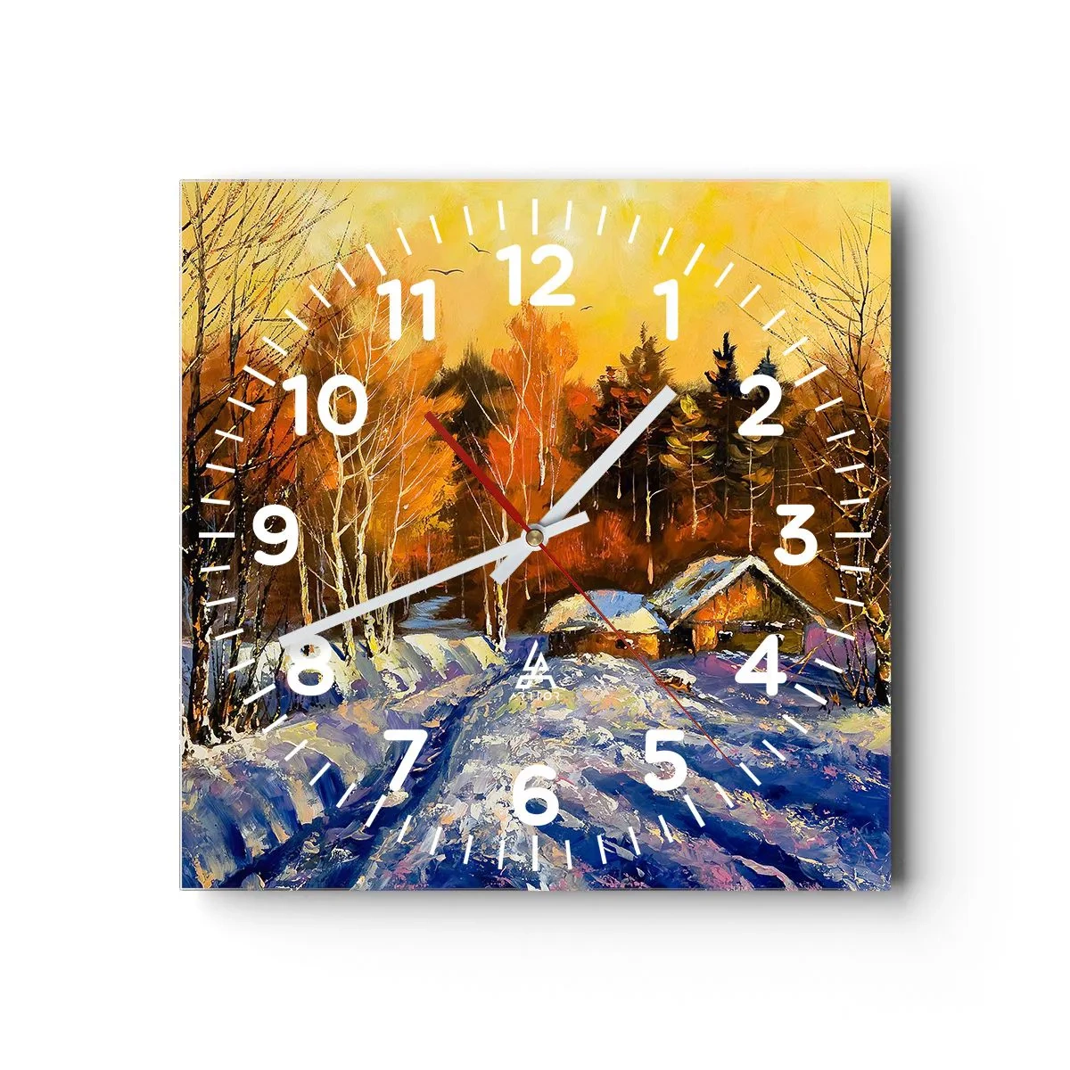 Wanduhr - Glasuhr - Wintereindruck in der Sonne - 30x30 cm