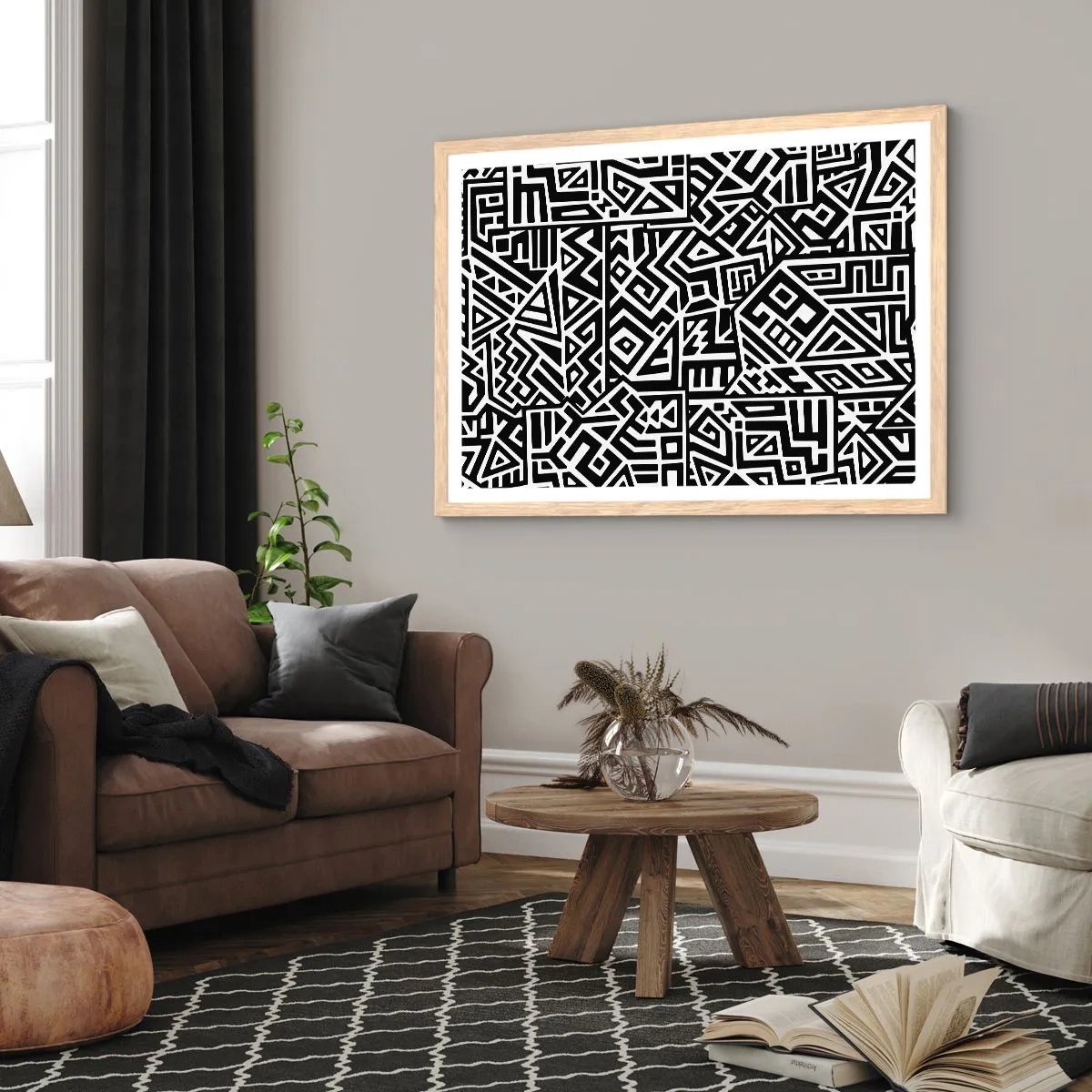 Poster in einem Rahmen aus heller Eiche - Präkolumbianische Komposition - 100x70 cm