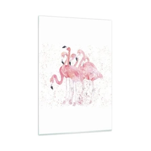 Glasbild - Bild auf glas - Rosa Flamingos im künstlerischen Aquarellstil - 80x120cm - Rosa Ensemble - Moderne Wanddekoration für Wohnzimmer und Schlafzimmer ARTTOR