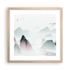 Poster in einem Rahmen aus heller Eiche - Über die Gipfel - 40x40 cm