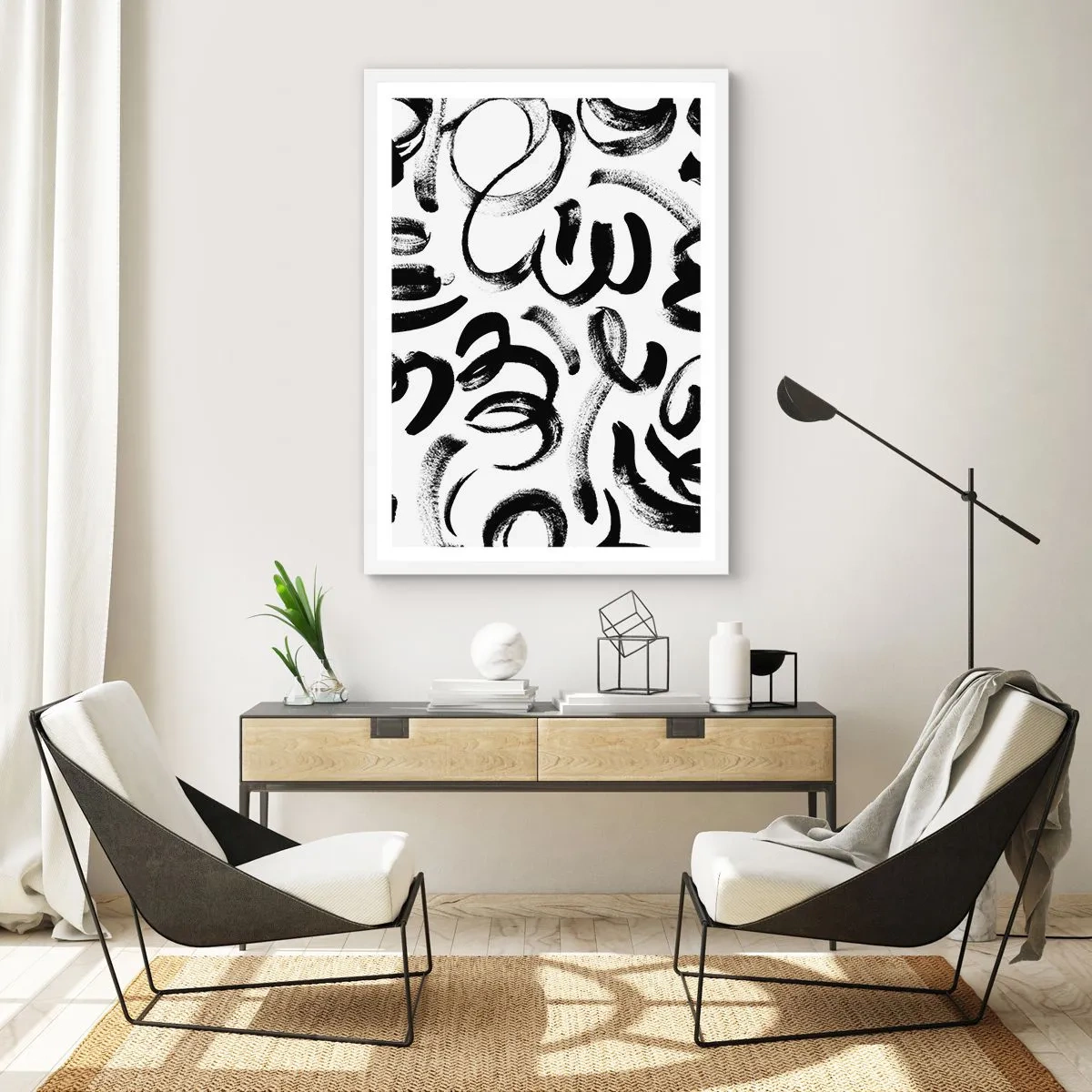 Poster in einem weißen Rahmen - Schwarz auf Weiß - 50x70 cm