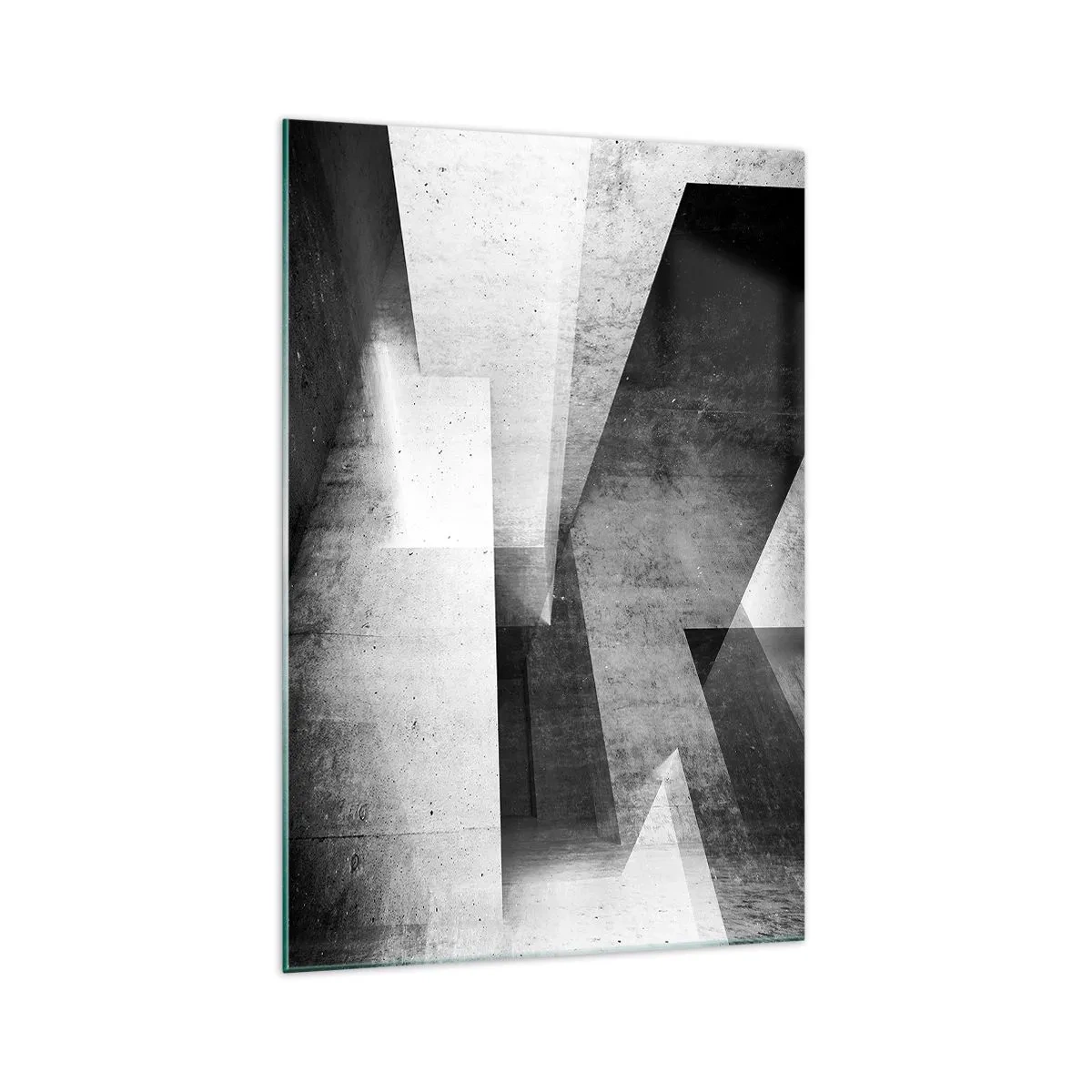 Glasbild - Bild auf glas - Geometrische Formen in einer monochromen Komposition - 70x100cm - Die Raumstruktur - Moderne Wanddekoration für Wohnzimmer und Schlafzimmer ARTTOR
