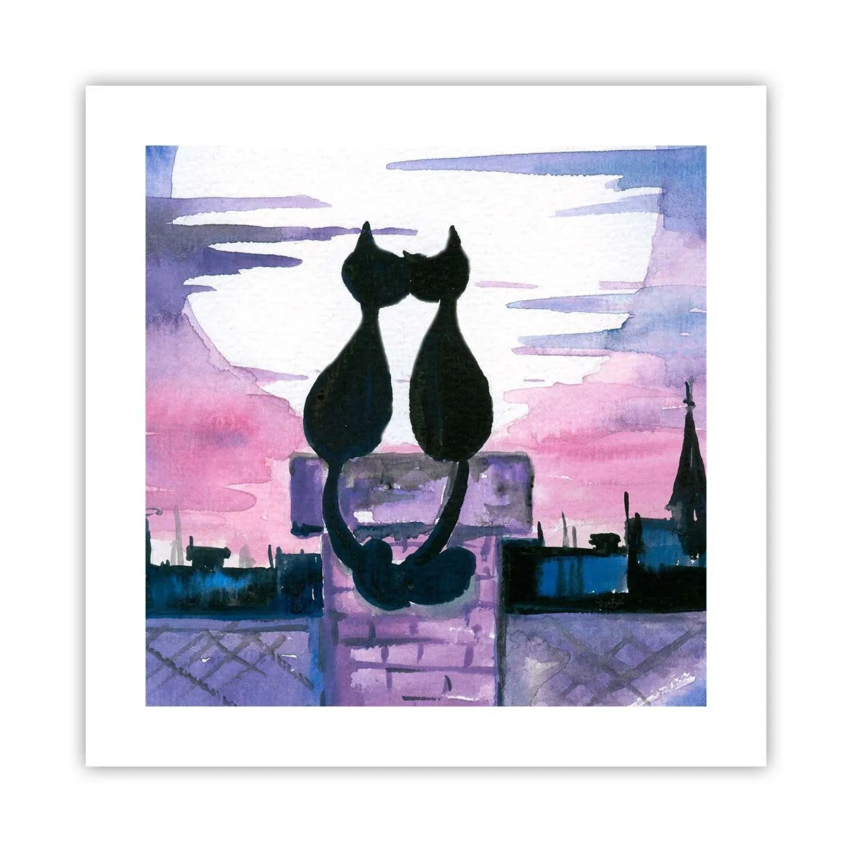 Poster - Rendez-vous unter dem Mond - 40x40 cm