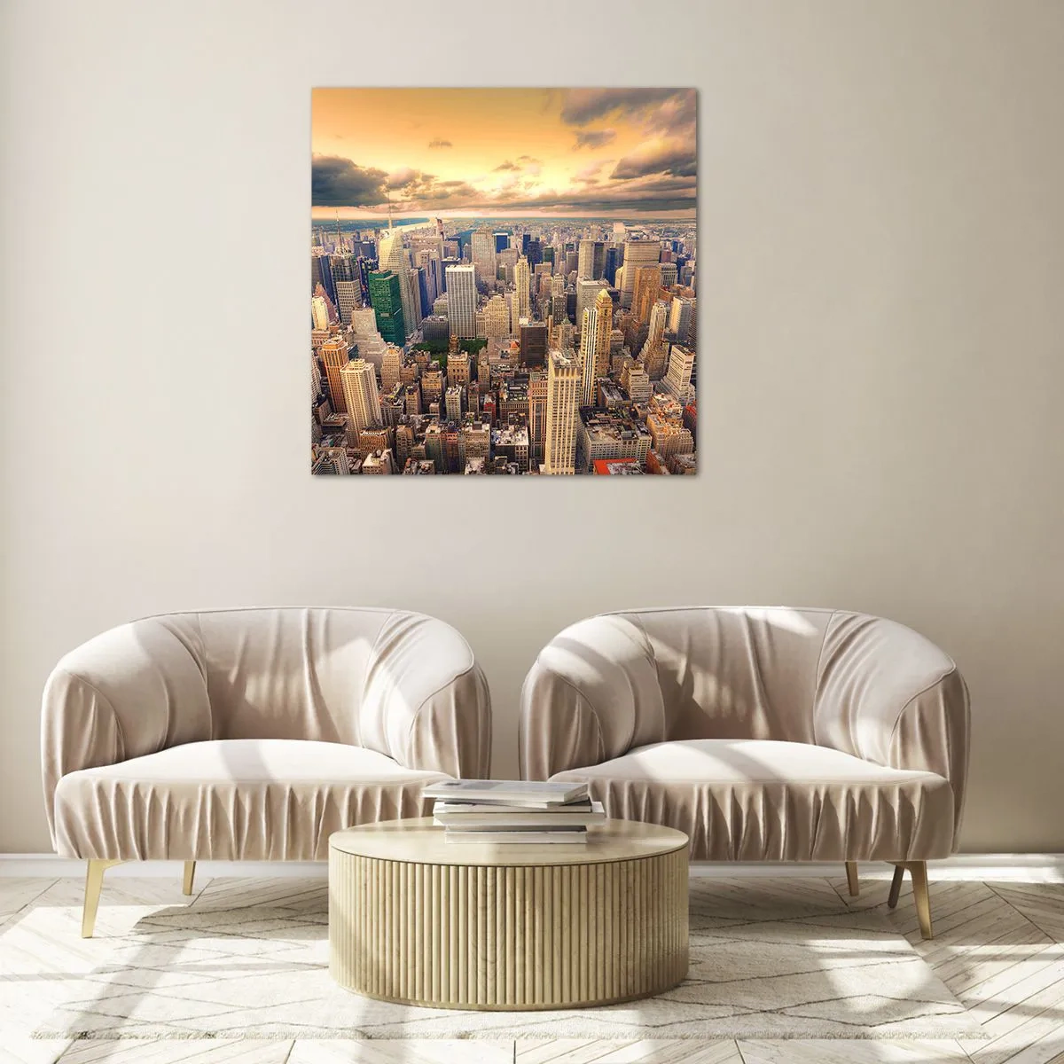 Glasbild - Bild auf glas - Vergoldete Metropole - 60x60 cm