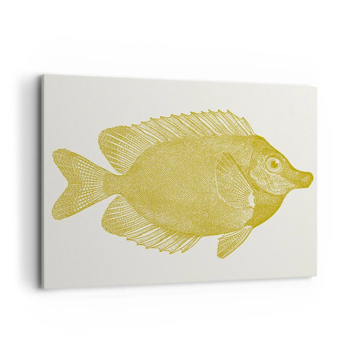 Bild auf Leinwand - Leinwandbild - Vintage Goldfisch auf hellem Hintergrund - 100x70cm - Fisch und das war’s - Moderne Wanddekoration für Wohnzimmer und Schlafzimmer ARTTOR