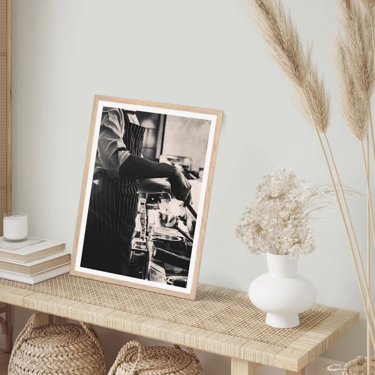 Poster in einem Rahmen aus heller Eiche - Alchemie der Aromen - 70x100 cm