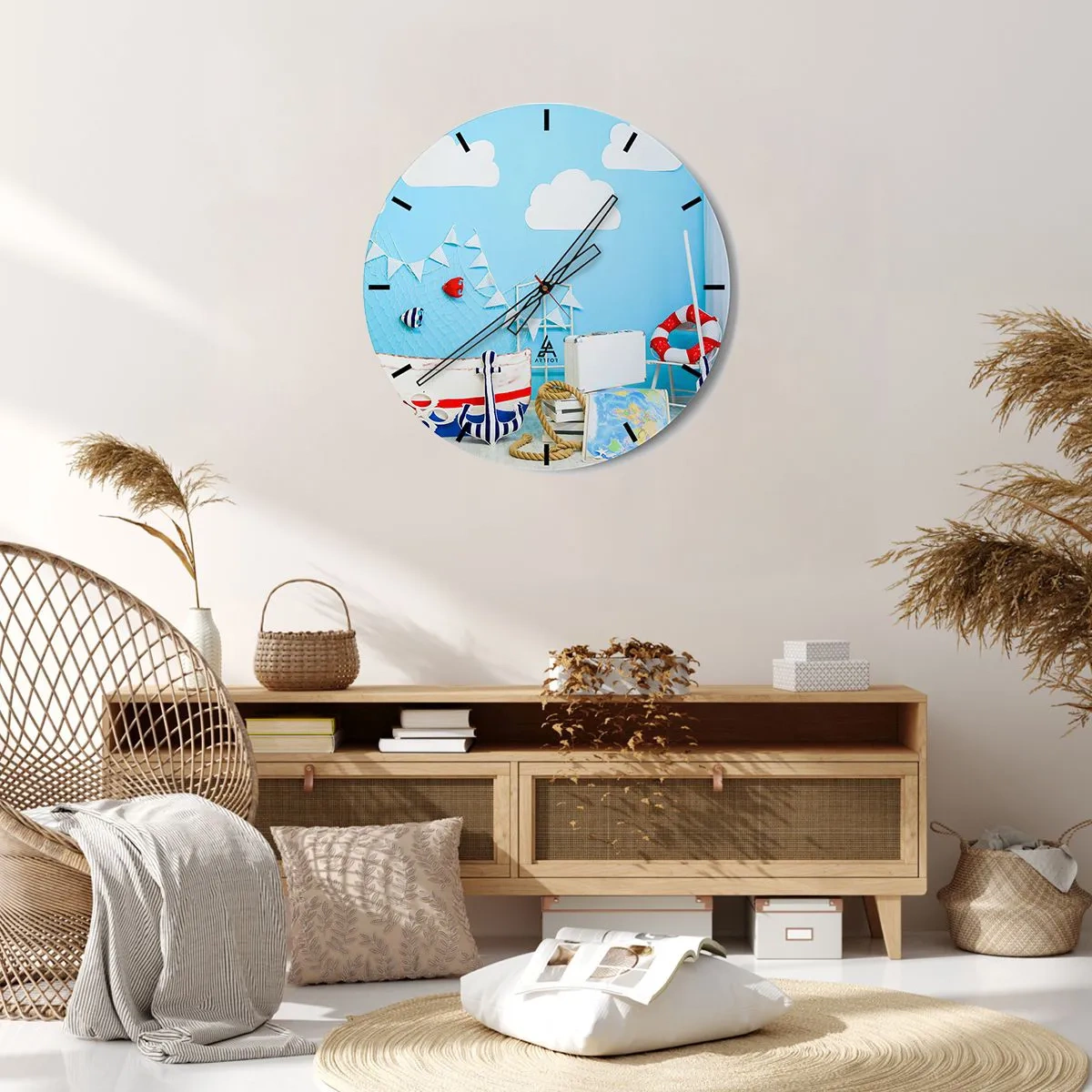 Wanduhr - Glasuhr - Die Sehnsucht eines Kindes nach Abenteuer - 30x30 cm