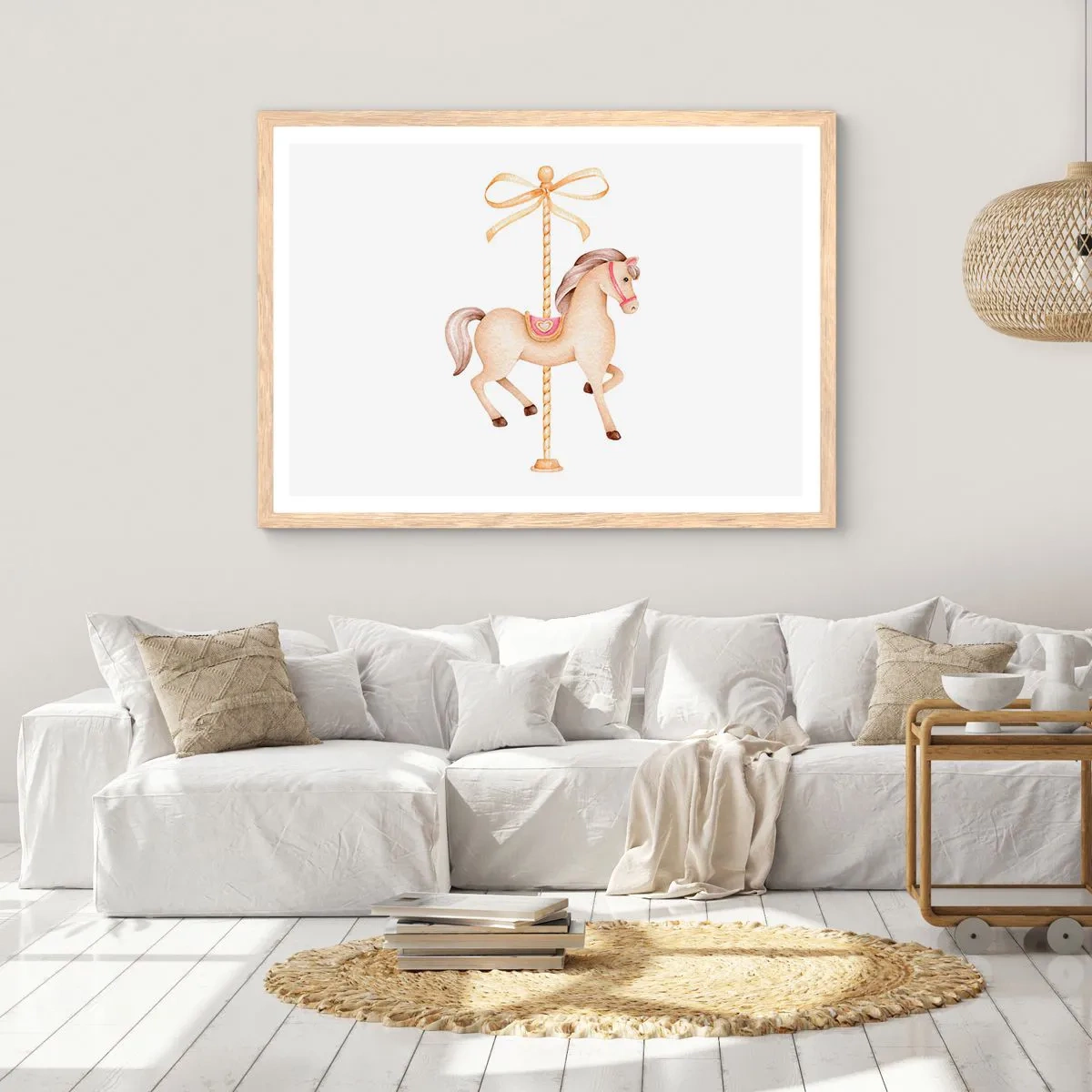 Poster in einem Rahmen aus heller Eiche - Anmutiger Trab - 50x40 cm