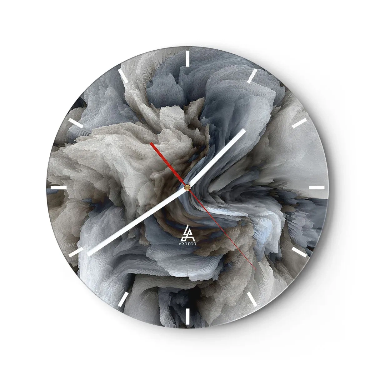 Wanduhr - Glasuhr - Stein und Blume - 40x40 cm