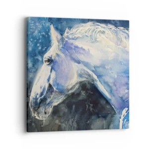 Bild auf Leinwand - Leinwandbild - Porträt in blauem Glanz - 40x40 cm