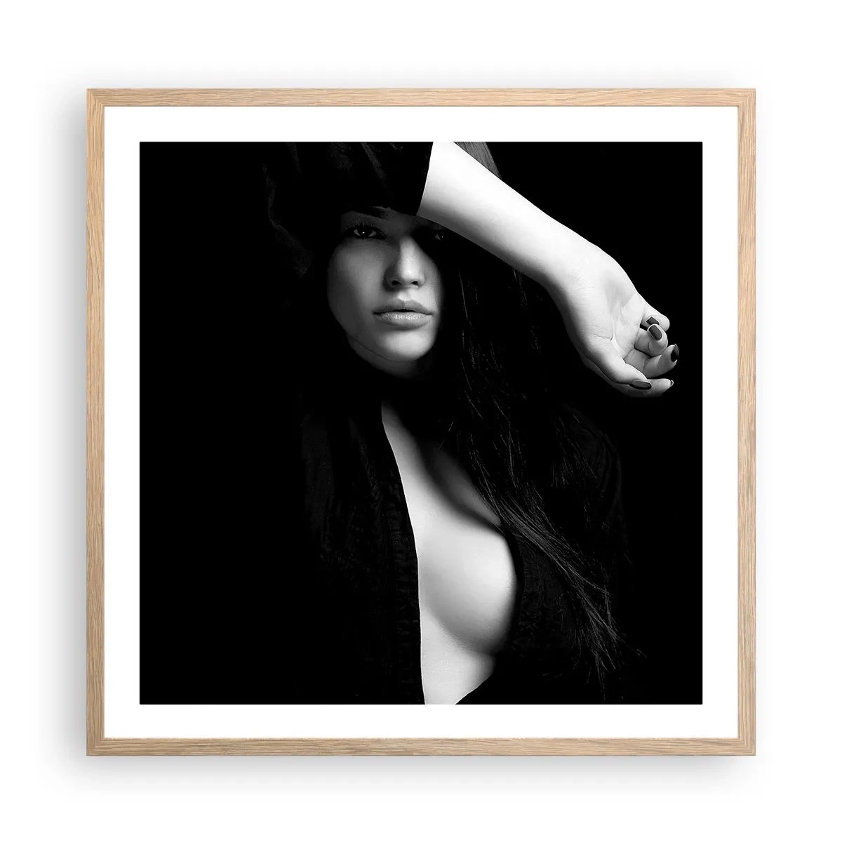 Poster in einem Rahmen aus heller Eiche - Schule der Verführung - 60x60 cm