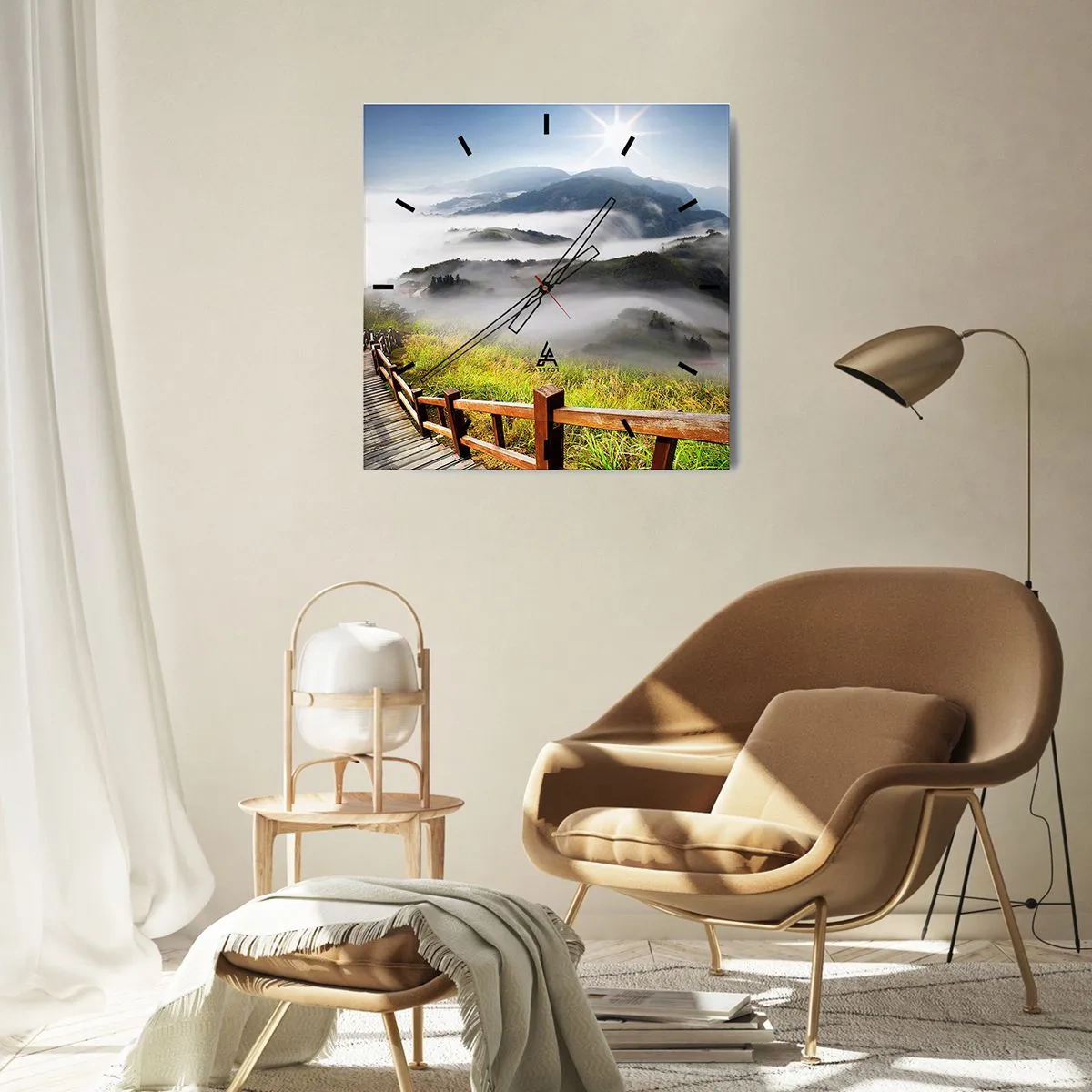 Wanduhr - Glasuhr - Gewebt aus Lichtschein und Nebel - 40x40 cm