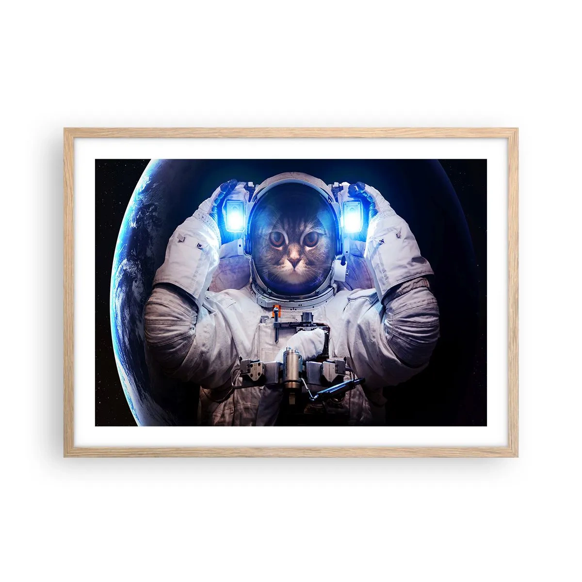 Poster in einem Rahmen aus heller Eiche - Houston, du hast ein Problem - 70x50 cm