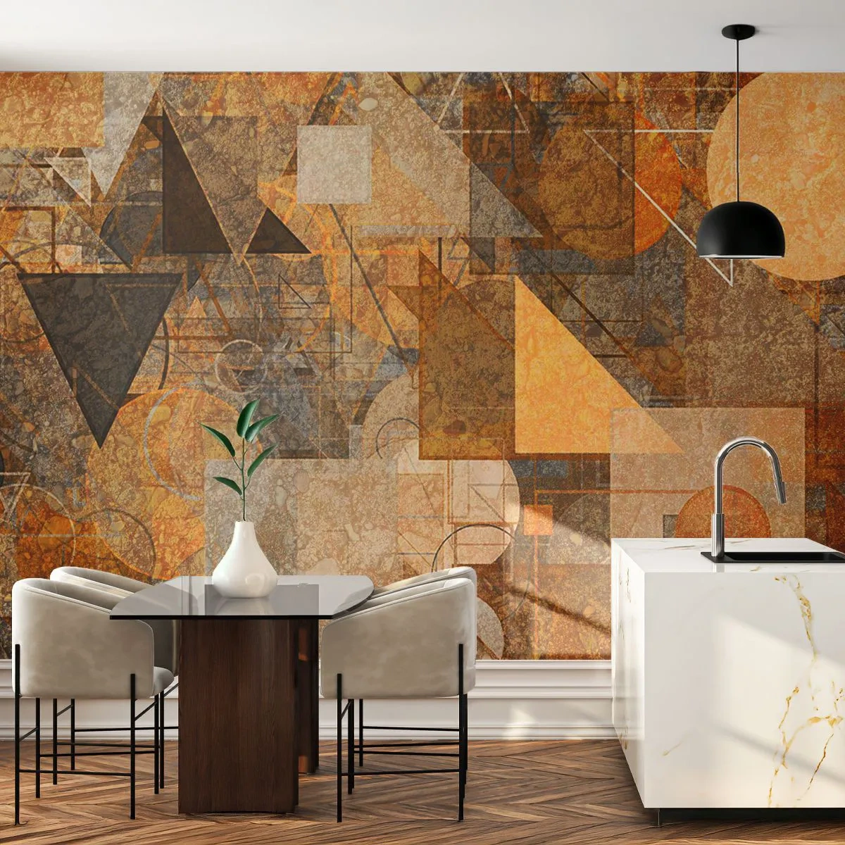 Fototapete Standard Eco - Eine kubistische Studie aus Bronze - Abstraktion, Stück, Moderne Kunst - 400x280 cm