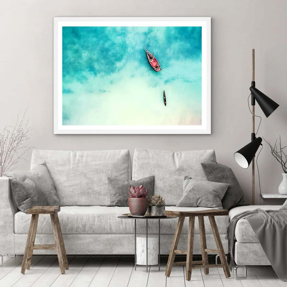 Poster in einem weißen Rahmen - Denn an den Stränden von Sansibar, wenn der Wasserüberschuss ... - 40x30 cm